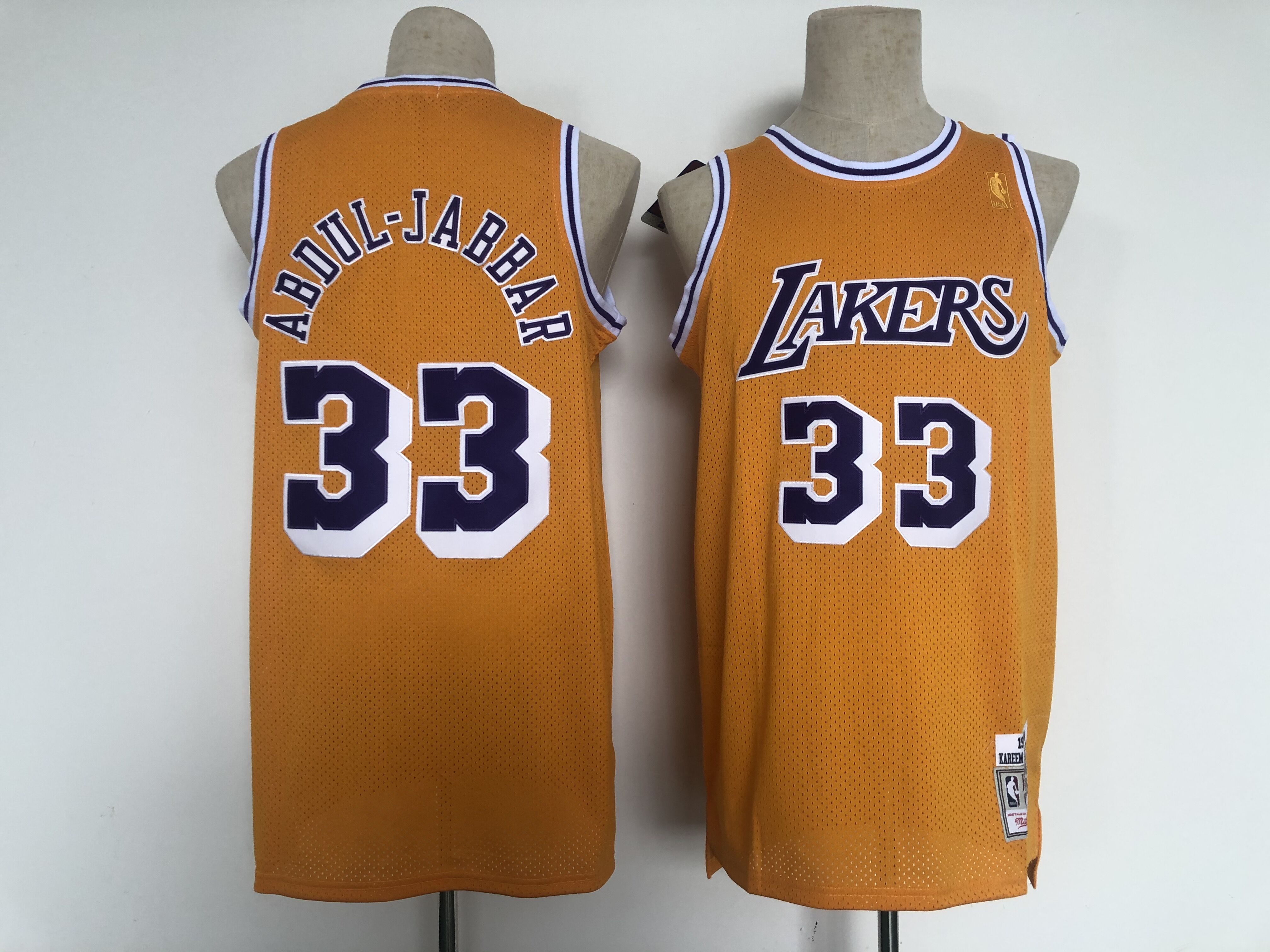 NBA Men Los Angeles Lakers 33 Abdul jabbar yellow jersey